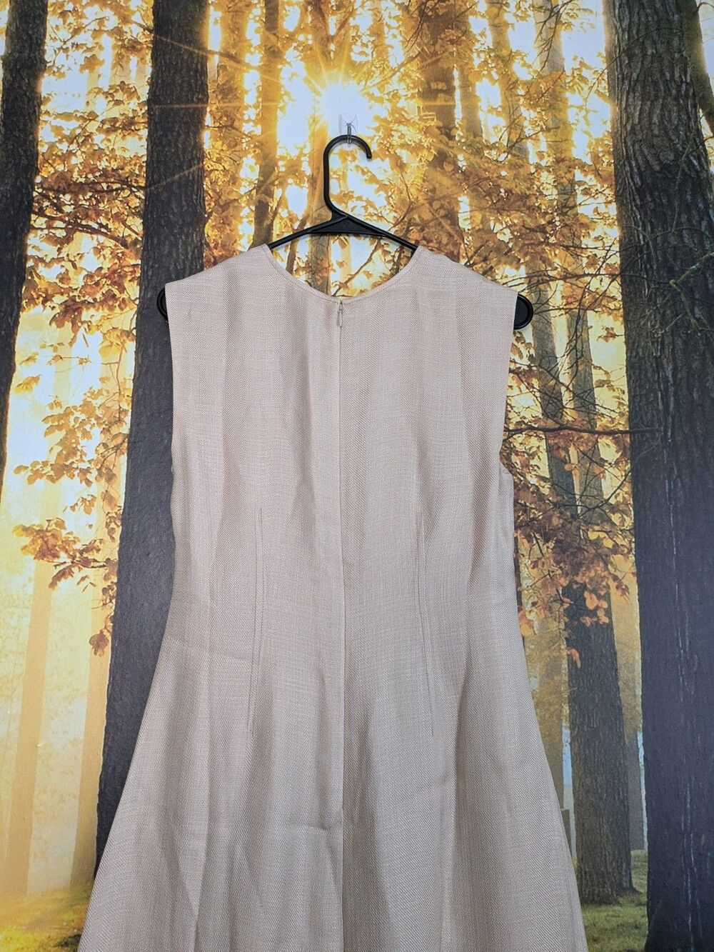 J. Crew Dress Womens 2 Fringe Trim Glossy Twill Cream Gold Midi Sheath Flare - Picture 11 of 16
